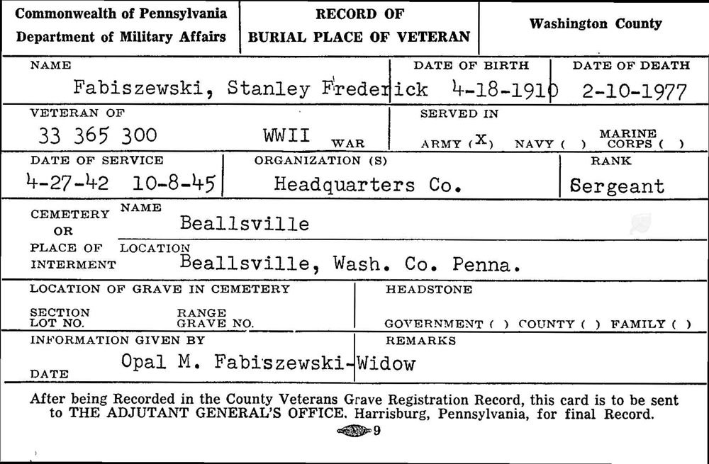 Stanley Frederick Fabiszewski